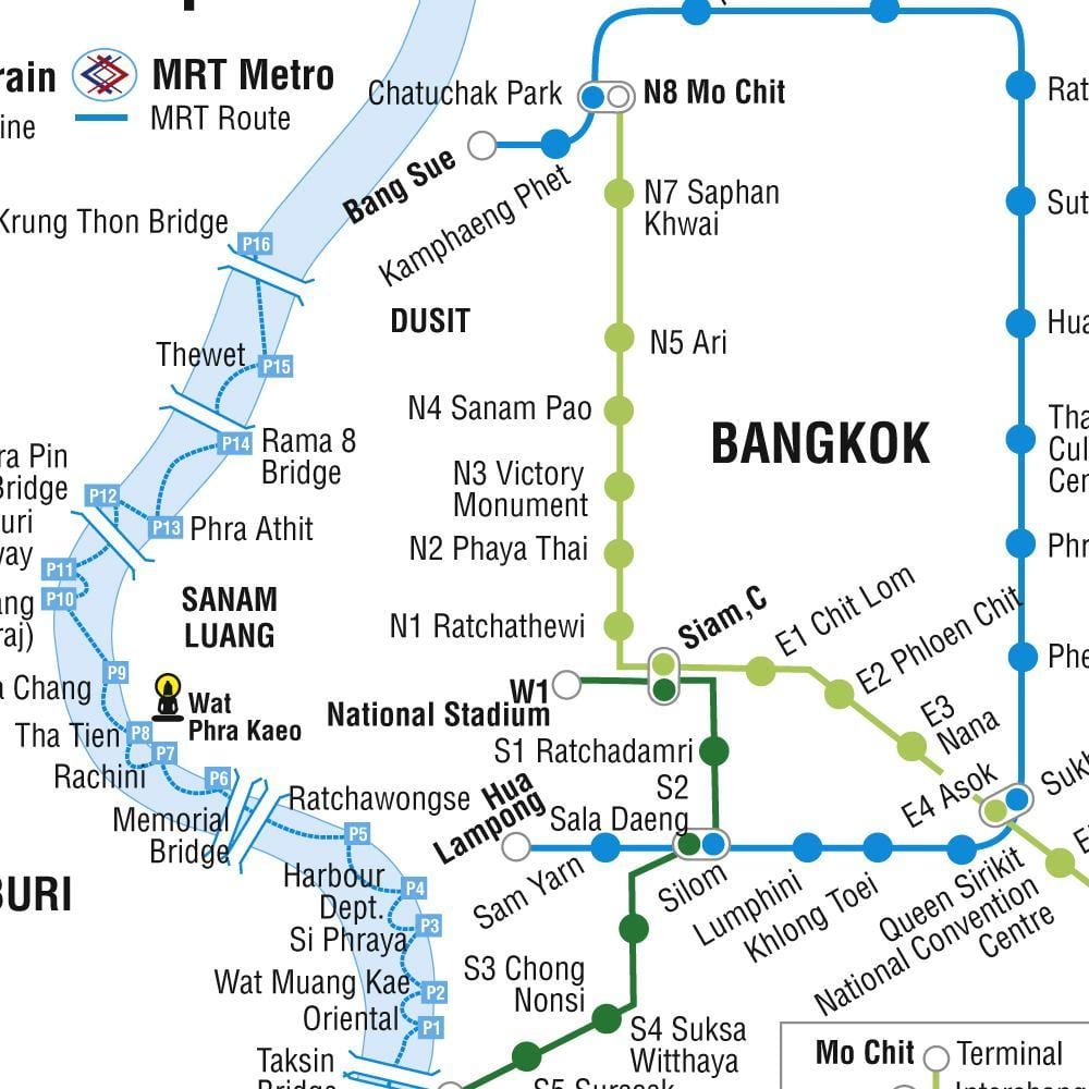 মানচিত্র ব্যাংকক মেট্রো এবং skytrain