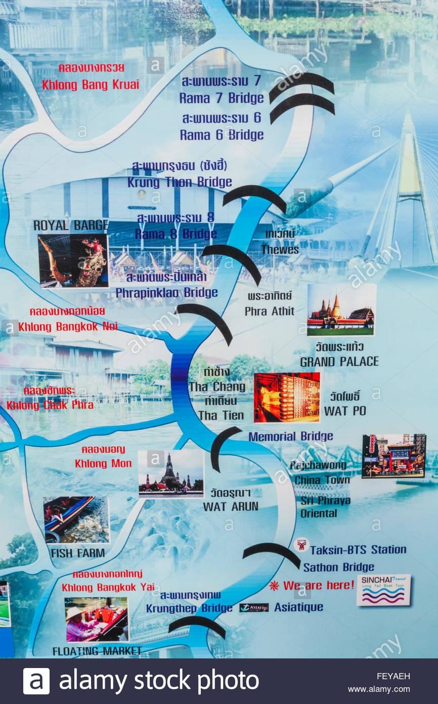 মানচিত্র chao phraya নদীর ব্যাংকক
