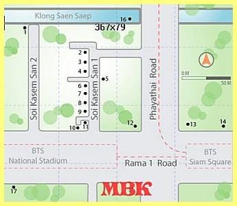 mbk শপিং মল ব্যাংককের মানচিত্র