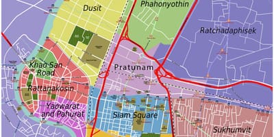 মানচিত্র, ব্যাংকক ও পার্শ্ববর্তী এলাকায়