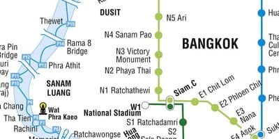 মানচিত্র ব্যাংকক মেট্রো এবং skytrain